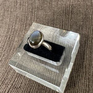 Sterling silver natural labradorite adjustable ring